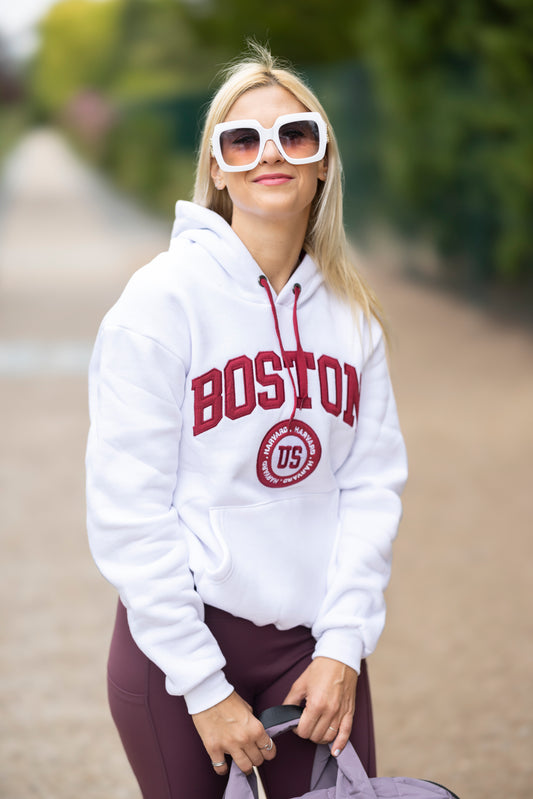 Sudadera con capucha BOSTON BLANCO/GRANATE